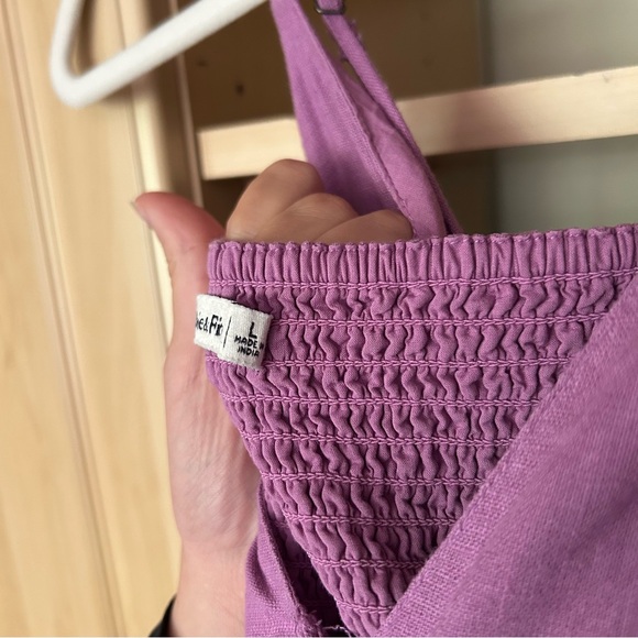 Abercrombie & Fitch Linen-Blend Button-Through Maxi Dress Purple - Picture 6 of 6